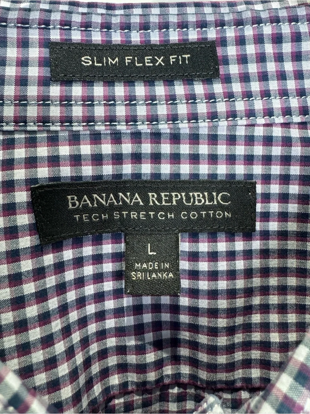 Banana Republic Slim Flex Fit Men's Large Long Sleeve Button Down Purple Black